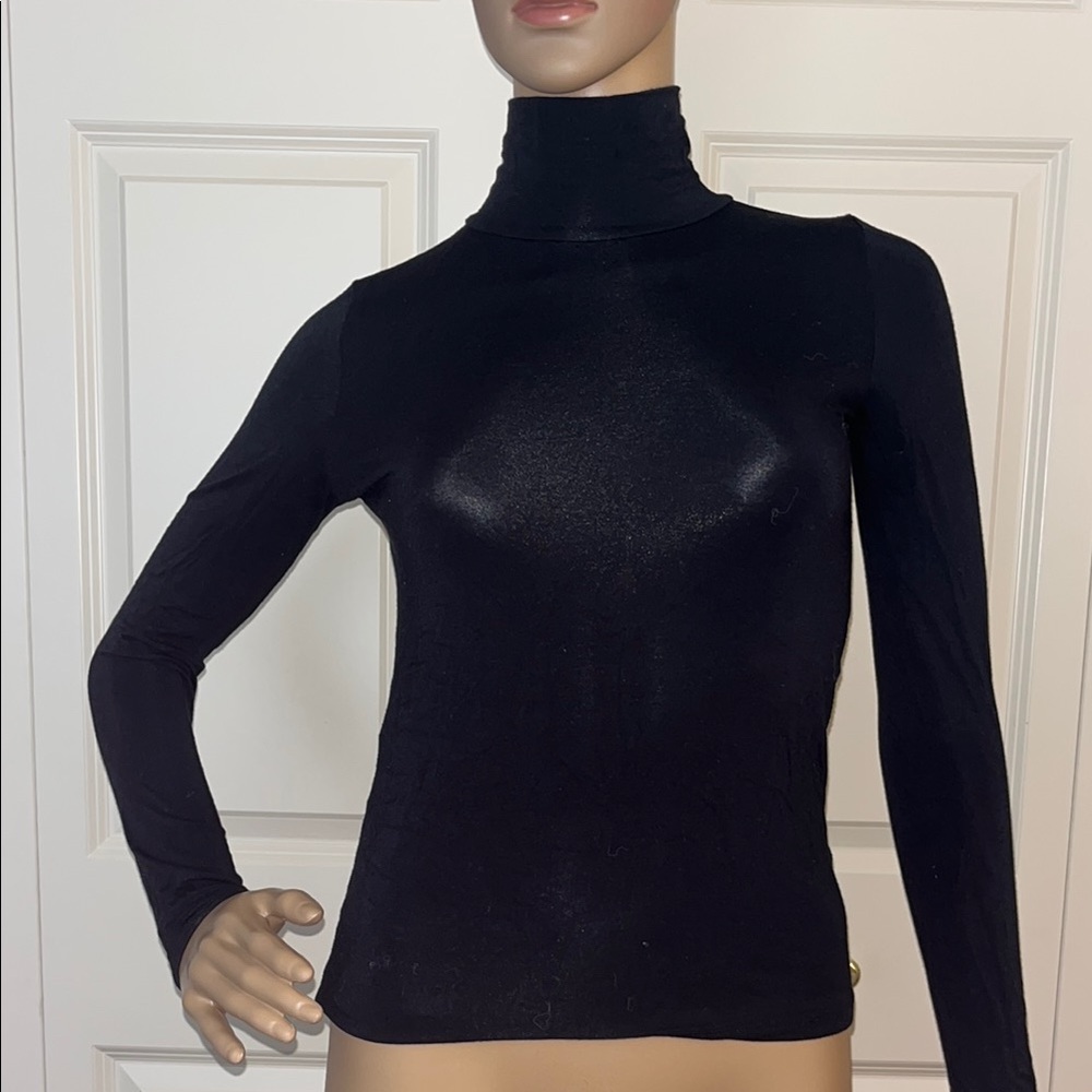 Black Turtleneck Long Sleeve Top